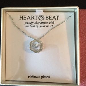Platinum Plated Moving Center Crystal Necklace